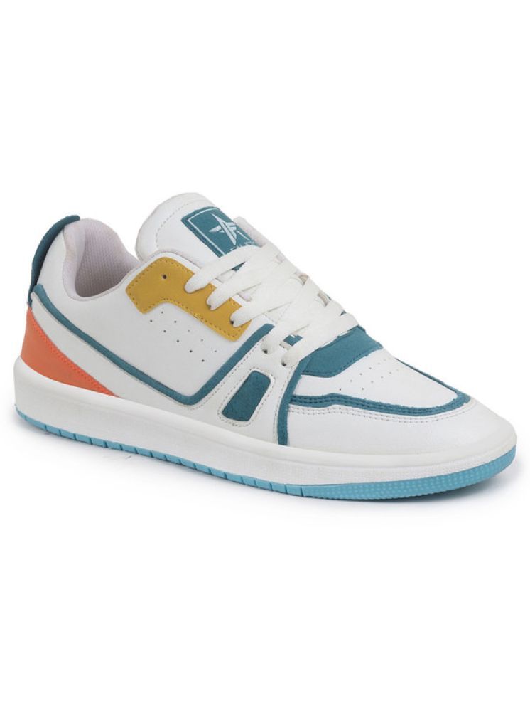     			Fausto Colorblocked Lace-Up Low Top Sneakers White Men's Sneakers