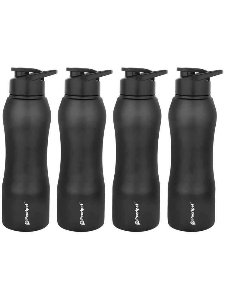     			PearlPet S90-750ML Black Stainless Steel Sipper Water Bottle 750 mL ( Set of 4 )