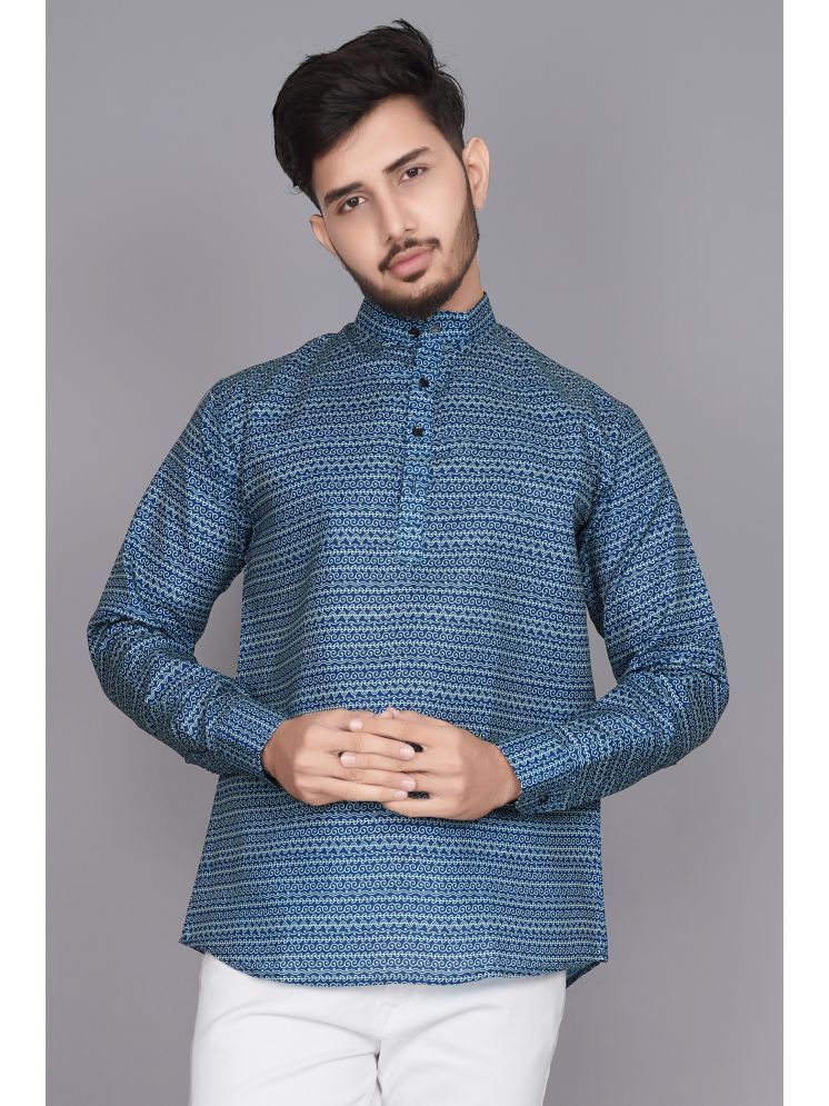     			colorwings Navy Blue Cotton Blend Men's Regular Kurta ( Pack of 1 )