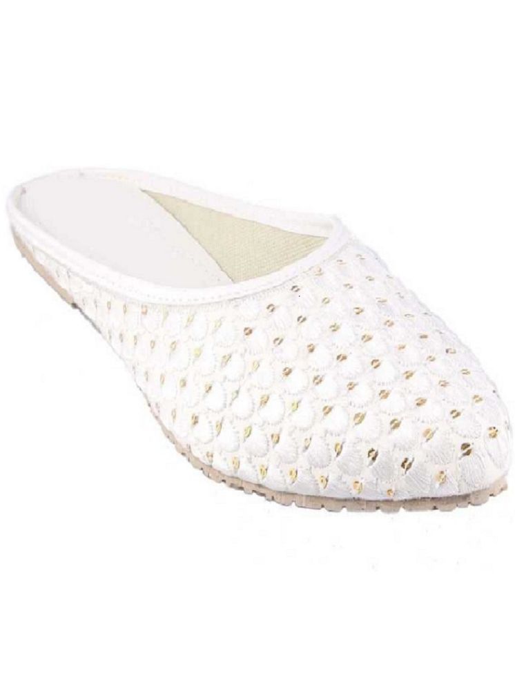     			Anjaneya Creations White Women's Mules