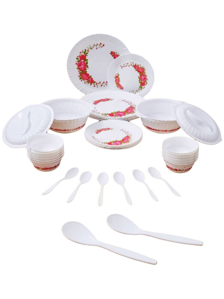     			IMPHI Dinner Set Printed Plastic Dinner Set ( Pack of 36 ) Pink