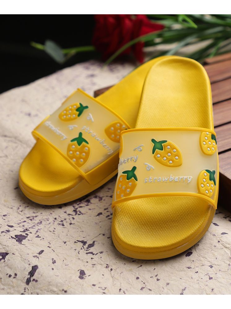     			KAPANI Yellow Women's Slide Flip flop