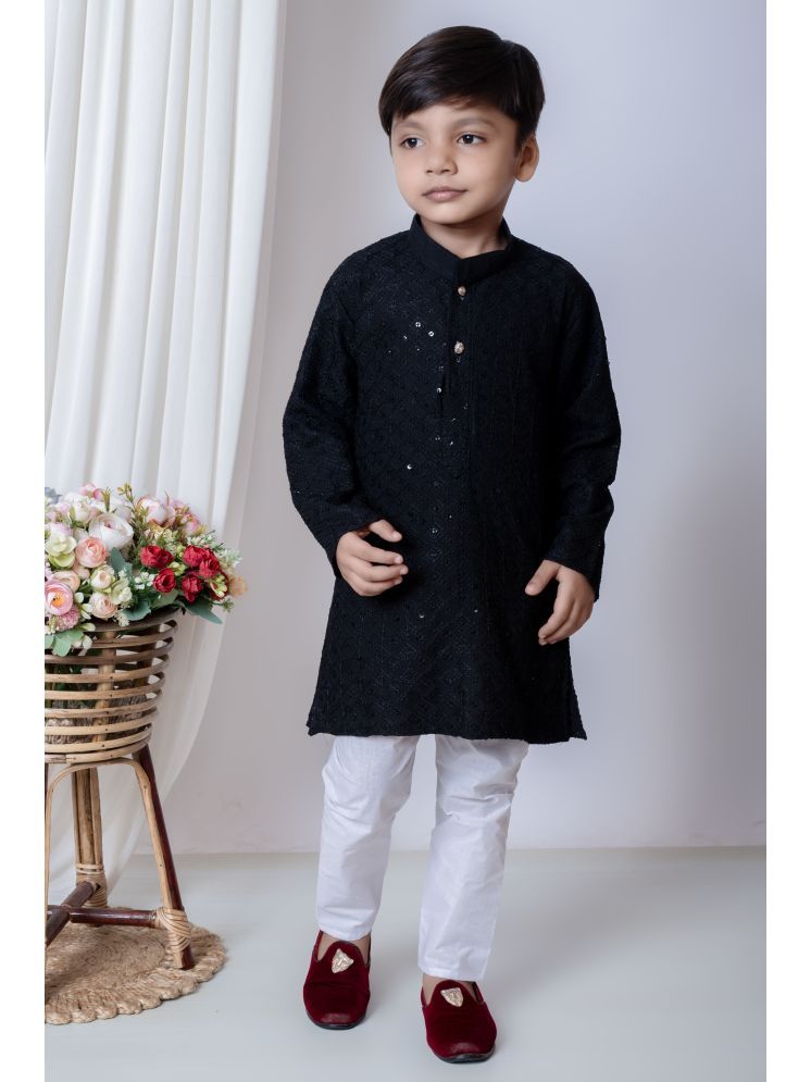     			New Collection Dark Blue Chanderi Boys Kurta Sets ( Pack of 1 )