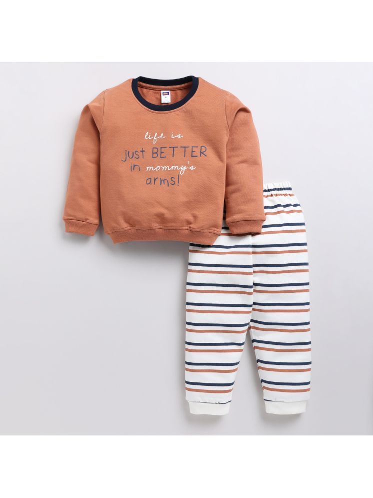     			Nottie planet Peach Cotton Boys T-Shirt & Trackpants ( Pack of 1 )