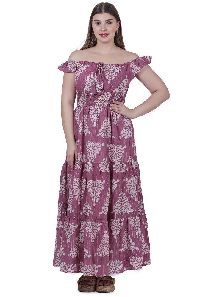     			SHADES OF YOU Cotton Blend Printed Full Length Women's Gown - Lavender ( Pack of 1 )