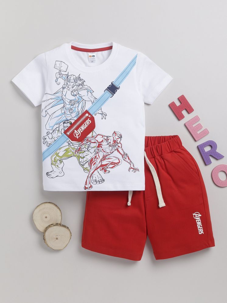     			SmartRAHO Red Cotton Boys T-Shirt & Pants ( Pack of 1 )