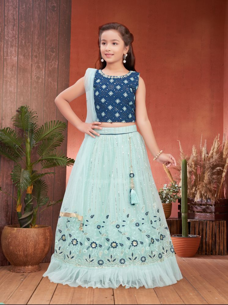     			Aarika Navy Blue Georgette Girls Lehenga Choli Set ( Pack of 1 )