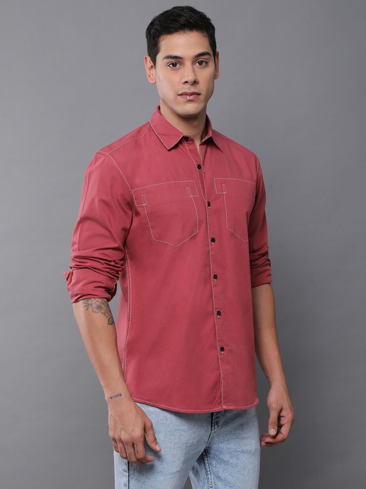     			Difference of Opinion 100% Cotton Regular Fit Solids Full Sleeves Men's Casual Shirt - Pink ( Pack of 1 )