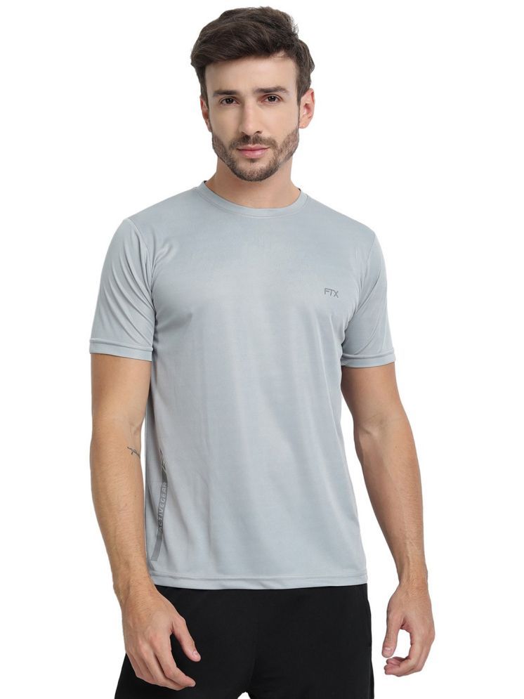     			FTX Polyester Regular Fit Solid Half Sleeves Men's Round T-Shirt - Grey ( Pack of 1 )