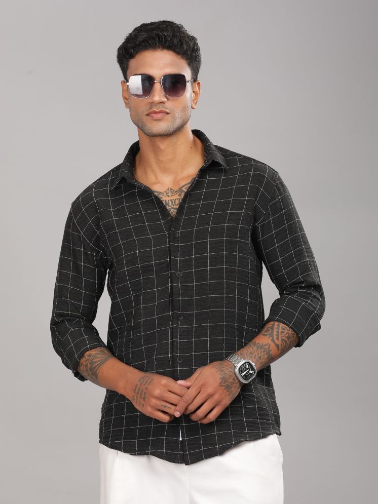     			Paul Street Viscose Slim Fit Checks Full Sleeves Men's Casual Shirt - Black ( Pack of 1 )