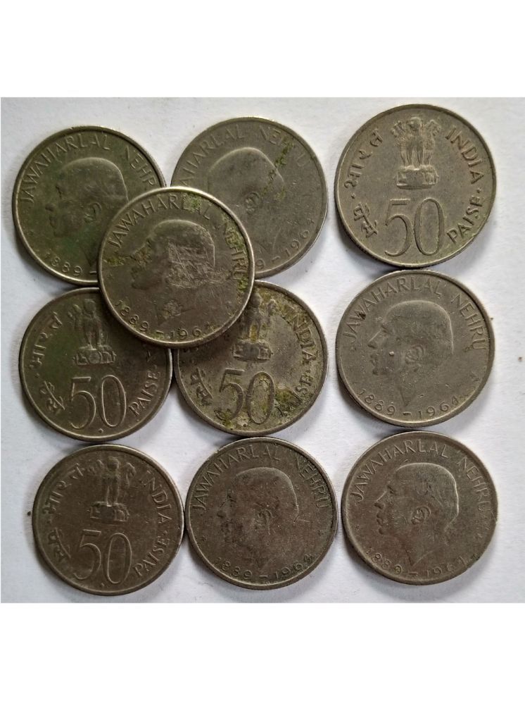     			50 PAISA COMMEMORATIVE JAWAHARLAL NEHRU ENGLISH