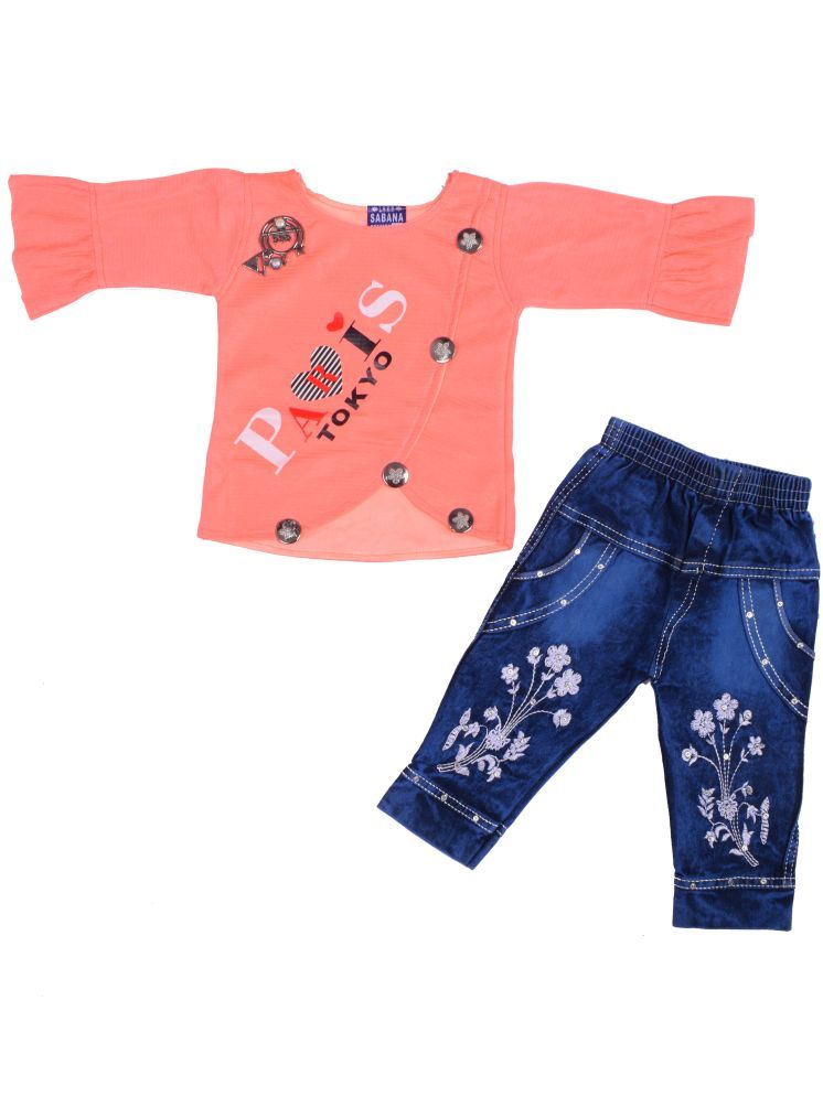     			Eva And Ali Orange Cotton Blend Baby Girl Top & Trouser ( Pack of 1 )