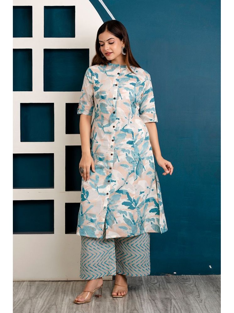     			HILORY Cotton Printed Kurti With Palazzo Women's Stitched Salwar Suit - Multicolor ( Pack of 1 )