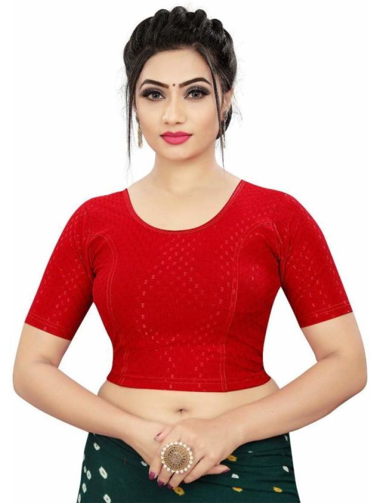     			INDIAN SILKS Red Readymade without Pad Lycra Women's Blouse ( Pack of 1 )