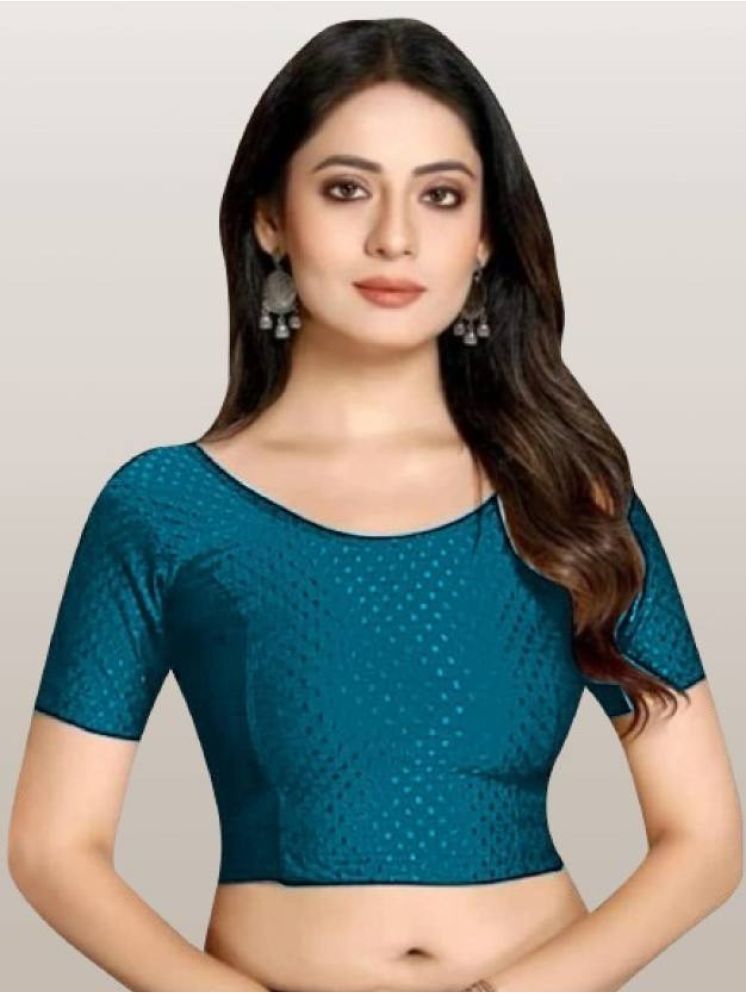     			INDIAN SILKS Teal Readymade without Pad Lycra Women's Blouse ( Pack of 1 )