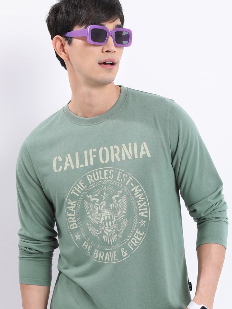     			Ketch Polyester Relaxed Fit Printed Full Sleeves Men's Round T-Shirt - Green ( Pack of 1 )