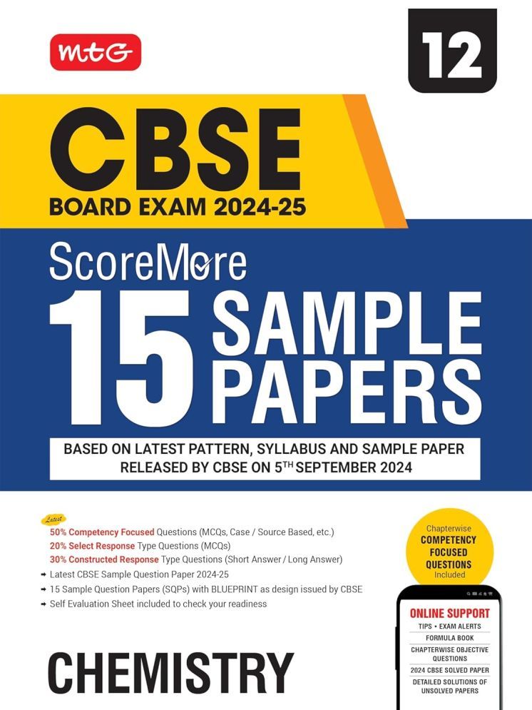     			MTG CBSE Class 12 ScoreMore 15 Sample Papers Chemistry Book For 2025 Board Exam | Detailed Solutions of Each Chapter | Based on Latest CBSE