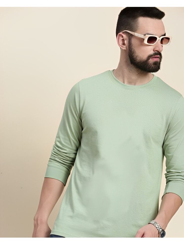     			PLUS PARADISE Cotton Blend Regular Fit Solid Full Sleeves Men's Round T-Shirt - Mint Green ( Pack of 1 )