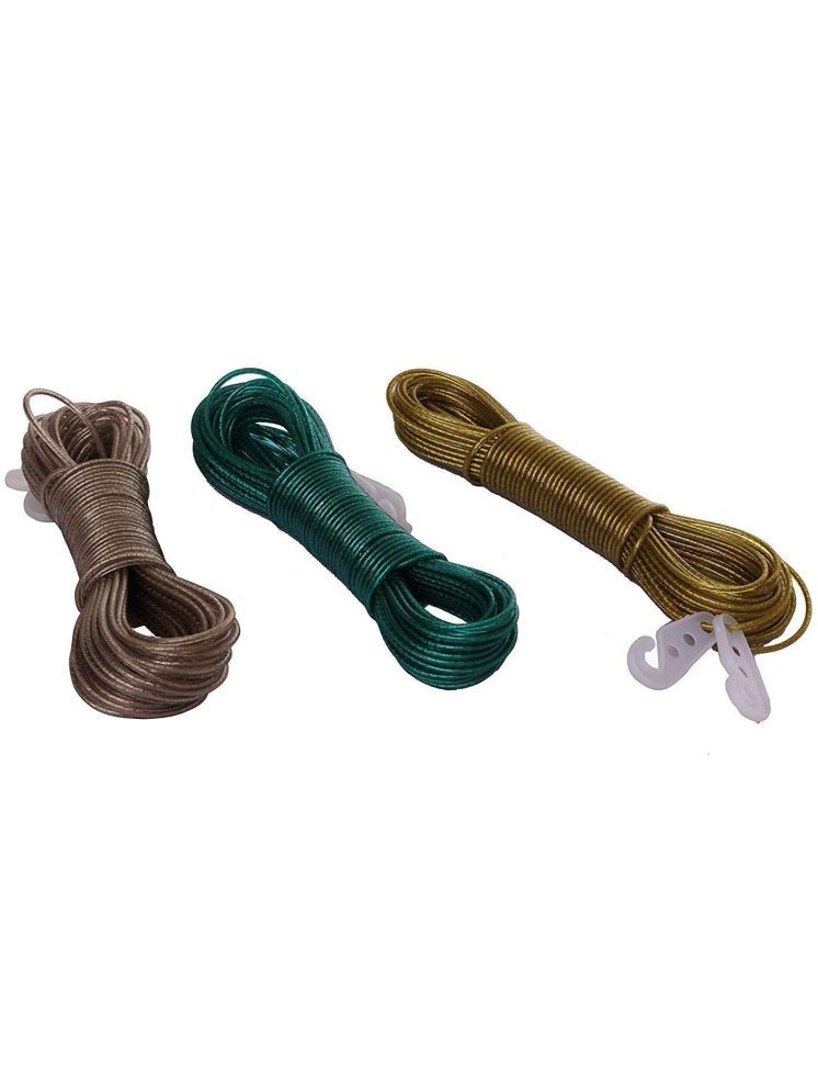     			Set of 3 PVC Coated Steel 20 Mtr Anti-Rust Wire Rope for Drying Cloths Outside Balcony, Home Terrace, Home Garden