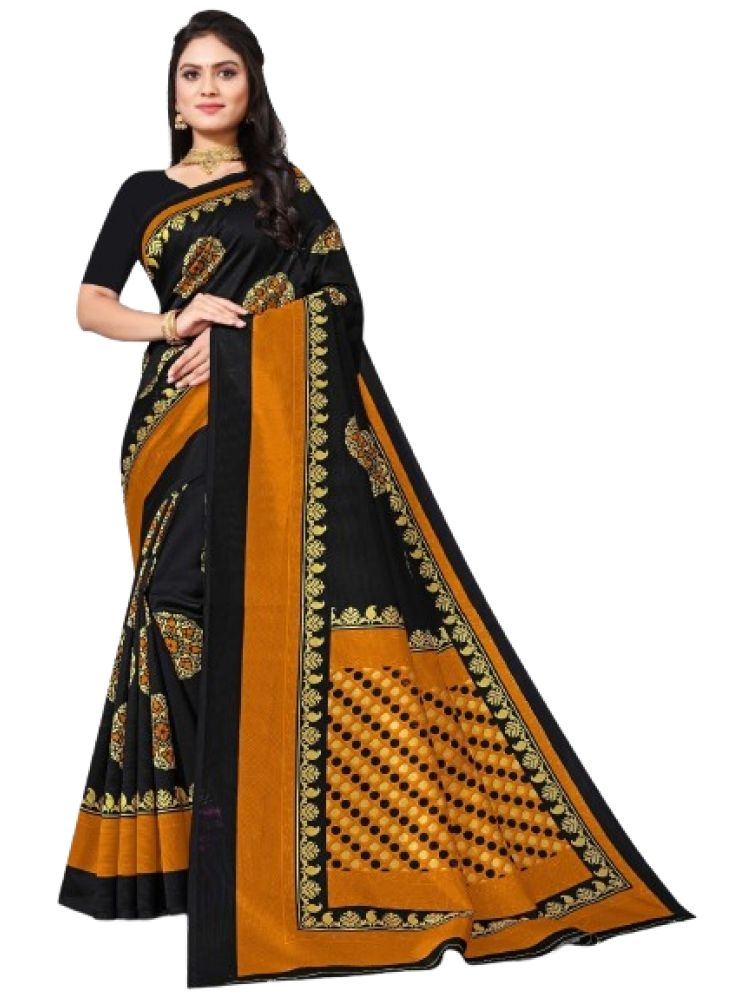     			THE PRIVATE LABLE Art Silk Self Design Saree Without Blouse Piece - Black ( Pack of 1 )