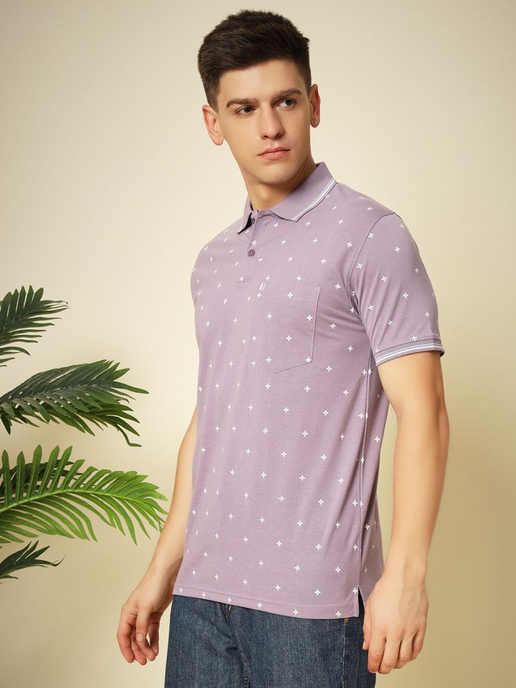     			UNIBERRY Pack of 1 Cotton Regular Fit Printed Half Sleeves Men's Polo T Shirt ( Lavender )