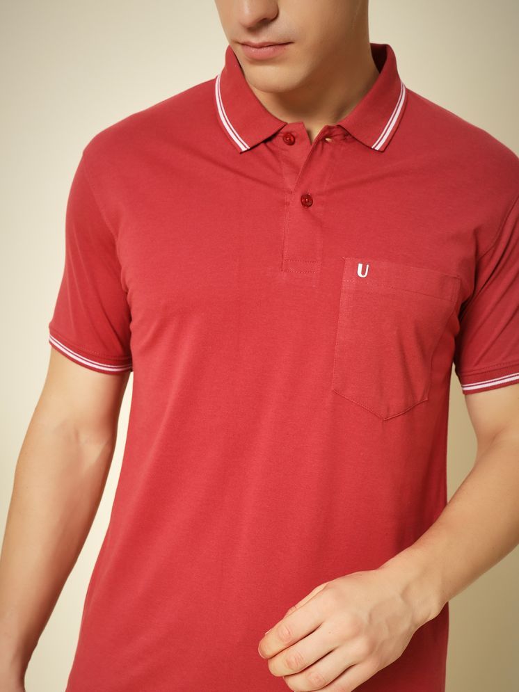     			UNIBERRY Cotton Regular Fit Solid Half Sleeves Men's Polo T Shirt - Red ( Pack of 1 )