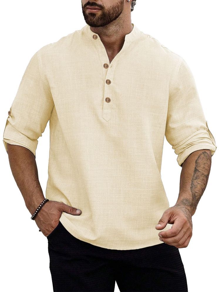     			Vida Loca Beige Cotton Blend Men's Shirt Style Kurta ( Pack of 1 )