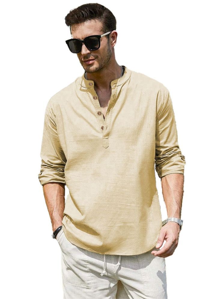     			Vida Loca Beige Cotton Blend Men's Shirt Style Kurta ( Pack of 1 )