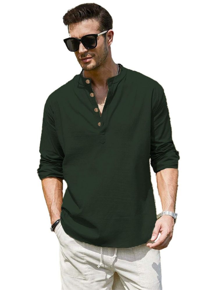     			Vida Loca Dark Green Cotton Blend Men's Shirt Style Kurta ( Pack of 1 )