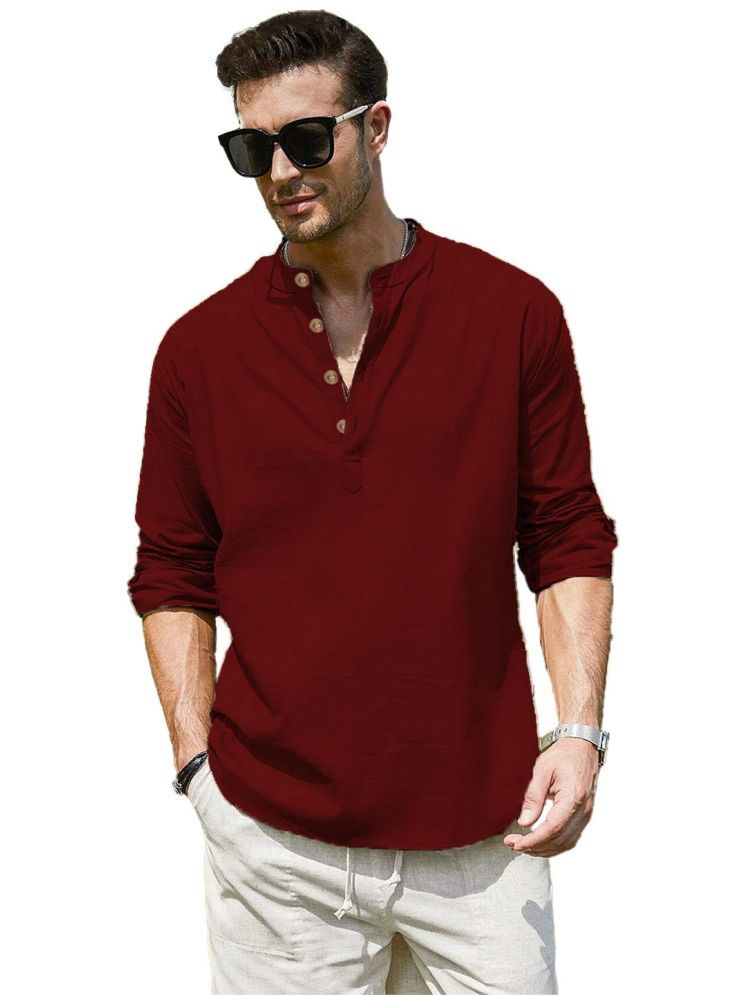     			Vida Loca Maroon Cotton Blend Men's Shirt Style Kurta ( Pack of 1 )