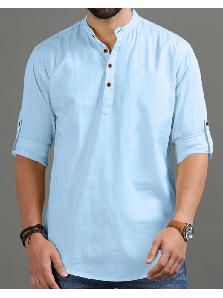     			Vida Loca Sky Blue Cotton Blend Men's Shirt Style Kurta ( Pack of 1 )