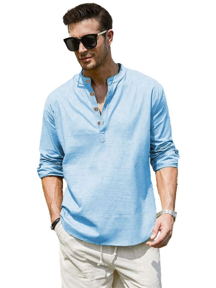     			Vida Loca Sky Blue Cotton Blend Men's Shirt Style Kurta ( Pack of 1 )