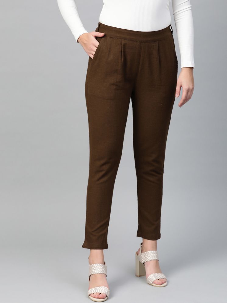     			Yash Gallery Brown Cotton Regular Women's Formal Pants ( Pack of 1 )