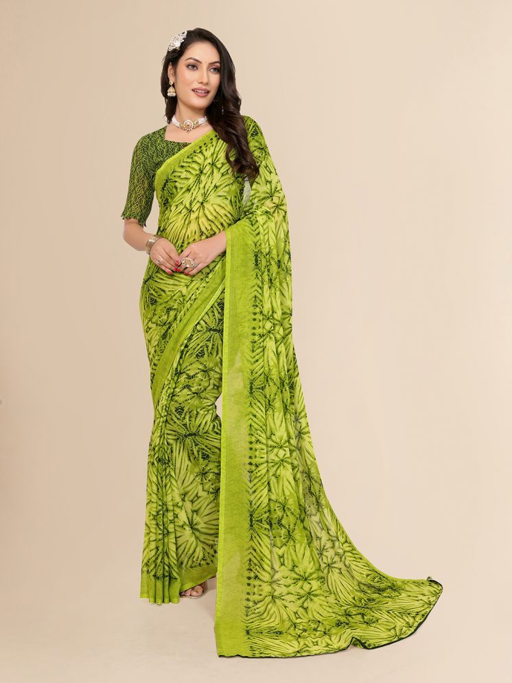     			ANAND SAREES Georgette Printed Saree With Blouse Piece - Green ( Pack of 1 )