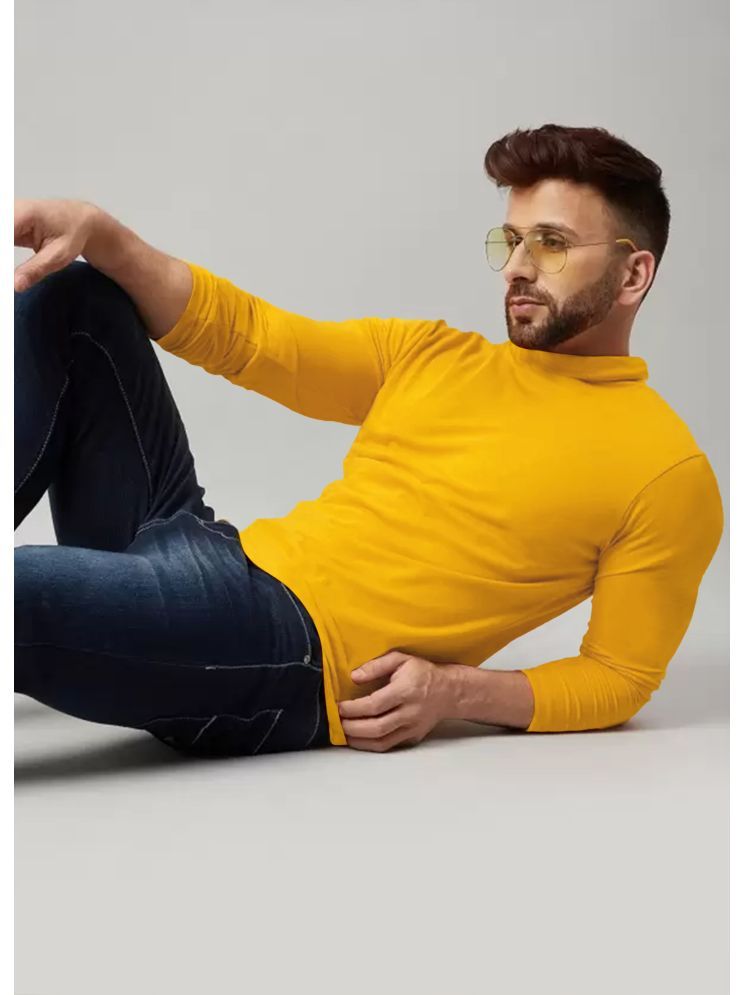     			AUSK Cotton Blend Regular Fit Solid Full Sleeves Men's High Neck T-Shirt - Mustard ( Pack of 1 )