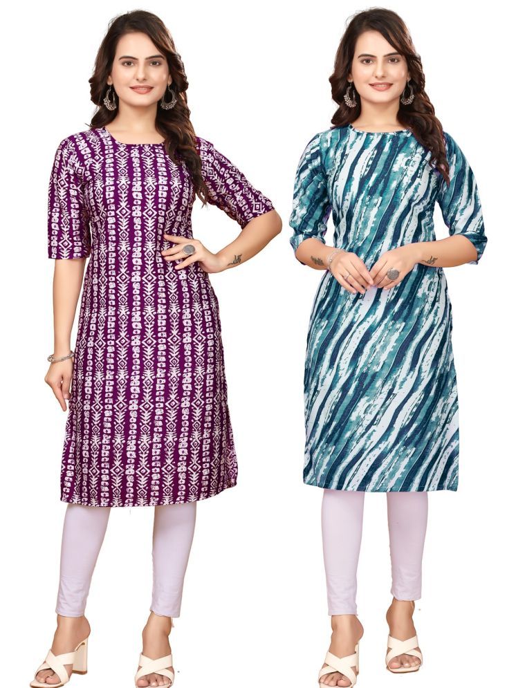     			DESIGNER DREAM Crepe Printed Straight Women's Kurti - Maroon,Navy Blue ( Pack of 1 )