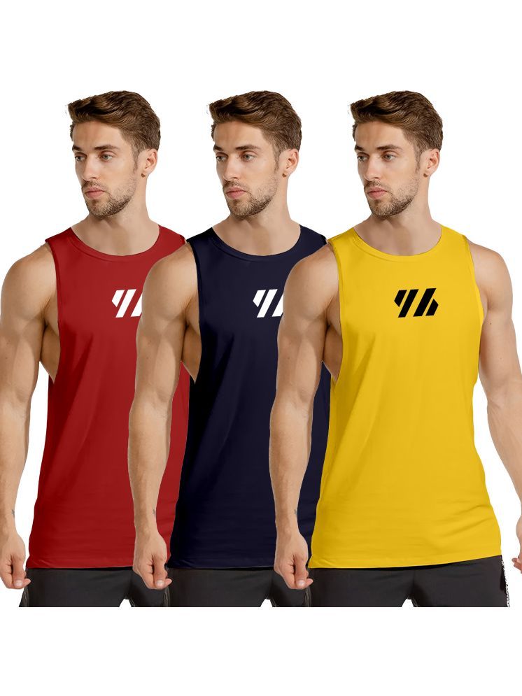     			FTX Pack of 3 Polyester Gym Vest For Men ( Navy Blue )