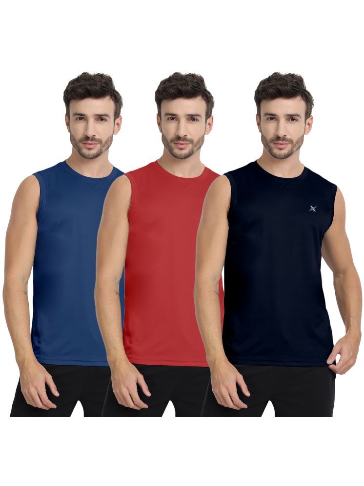     			FTX Pack of 3 Polyester Undershirt For Men ( Dark Indigo )