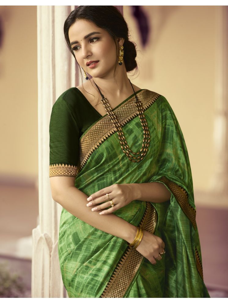     			Gazal Fashions Georgette Printed Saree With Blouse Piece - Green ( Pack of 1 )