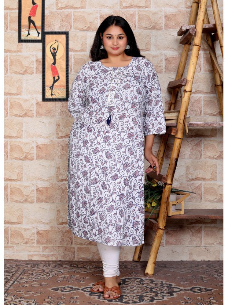     			HIGHLIGHT FASHION EXPORT Cotton Blend Self Design Straight Women's Kurti - White ( Pack of 1 )