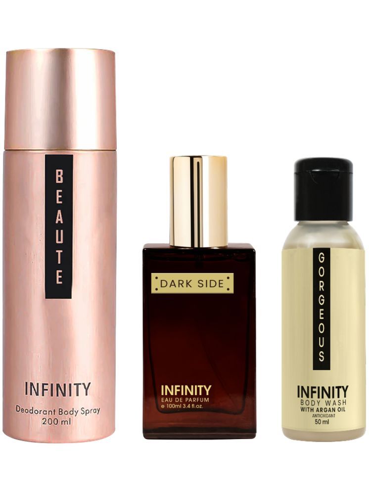     			Infinity Beaute 200ml Deodorant, Dark Side 25ml EDP Perfume, Gorgeous 50ml Body Wash Pack of 3