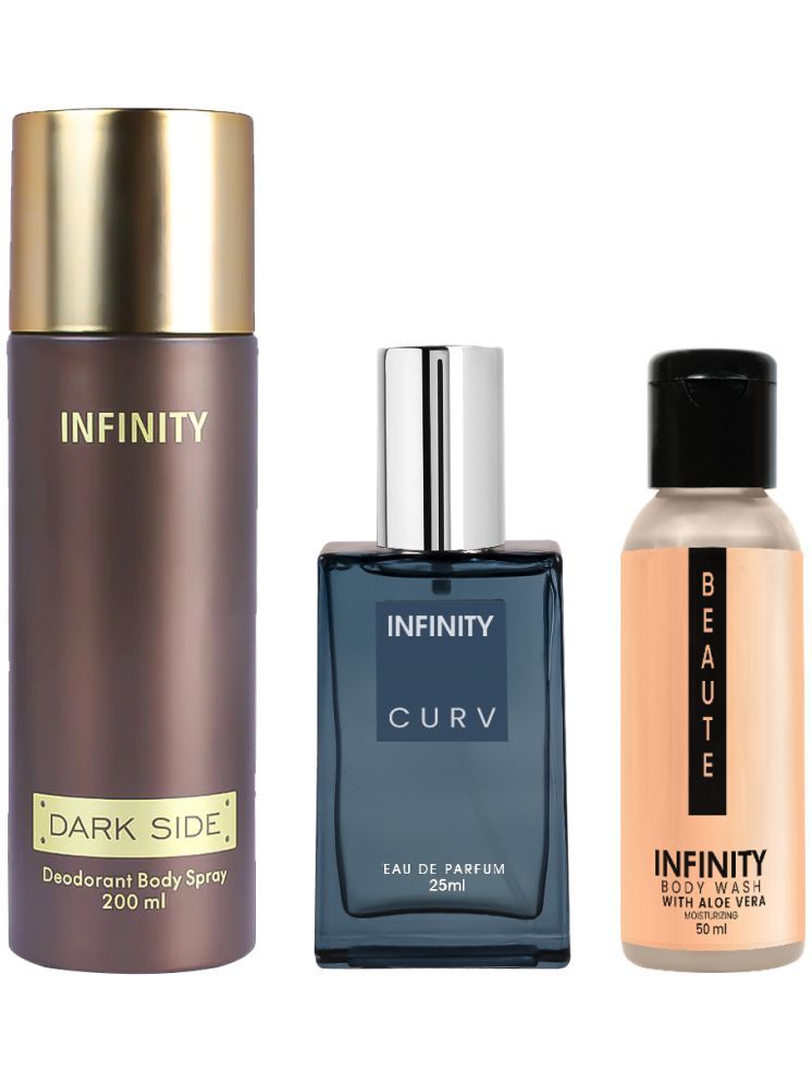     			Infinity Dark Side 200ml Deodorant, Curv 25ml EDP Perfume, Beaute 50ml Body Wash Pack of 3