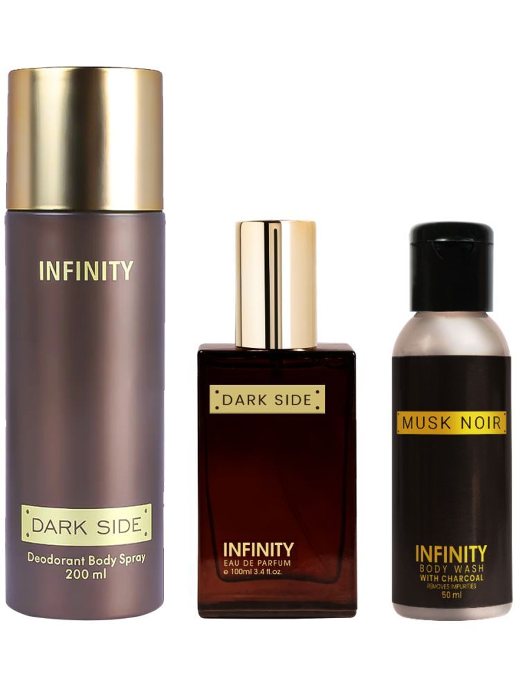     			Infinity Dark Side 200ml Deodorant, Dark Side 25ml EDP Perfume, Musk Noir 50ml Body Wash Pack of 3