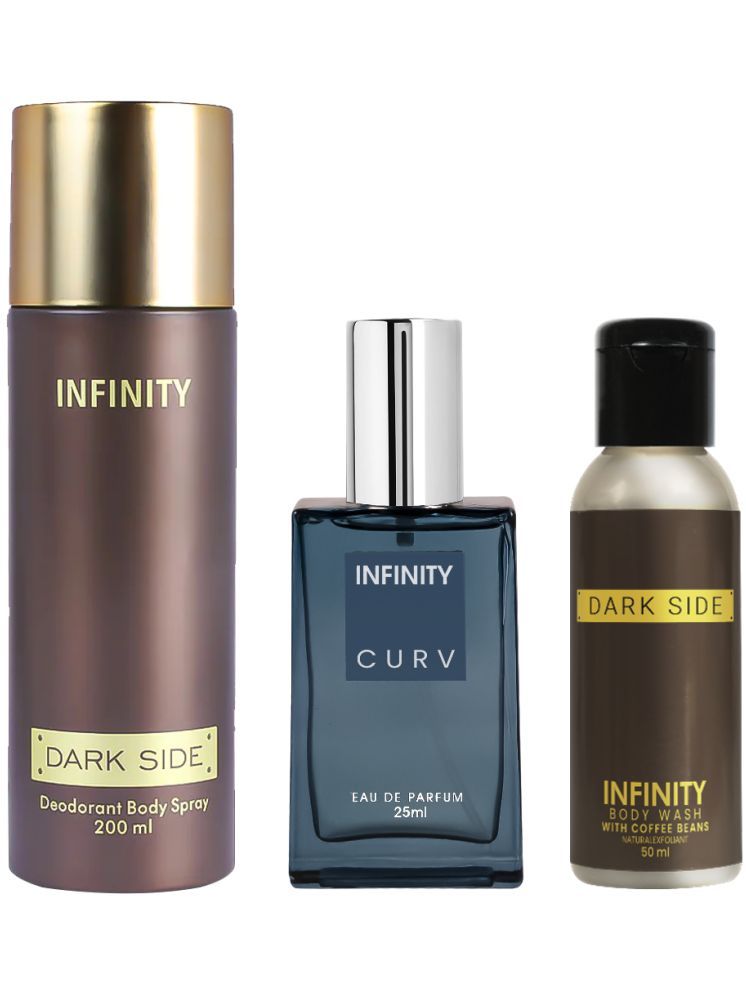     			Infinity Dark Side 200ml Deodorant, Curv 25ml EDP Perfume, Dark Side 50ml Body Wash Pack of 3