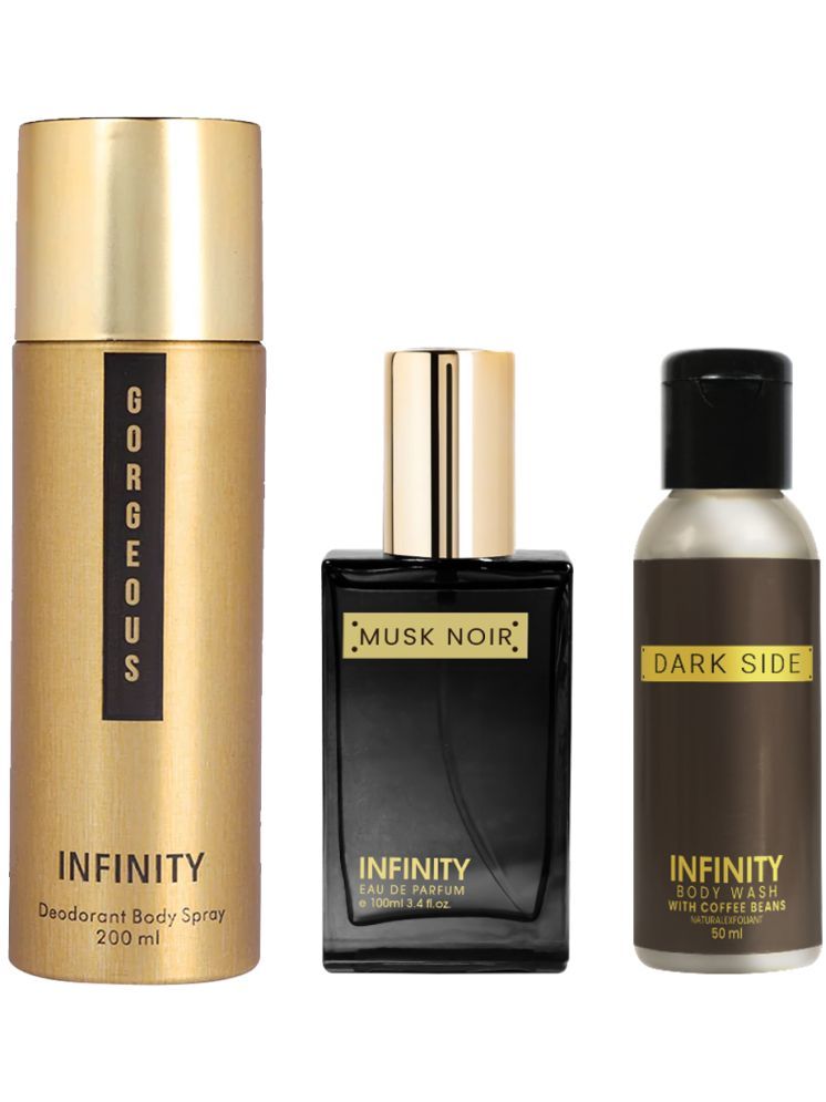     			Infinity Gorgeous 200ml Deodorant, Musk Noir 25ml EDP Perfume, Dark Side 50ml Body Wash Pack of 3