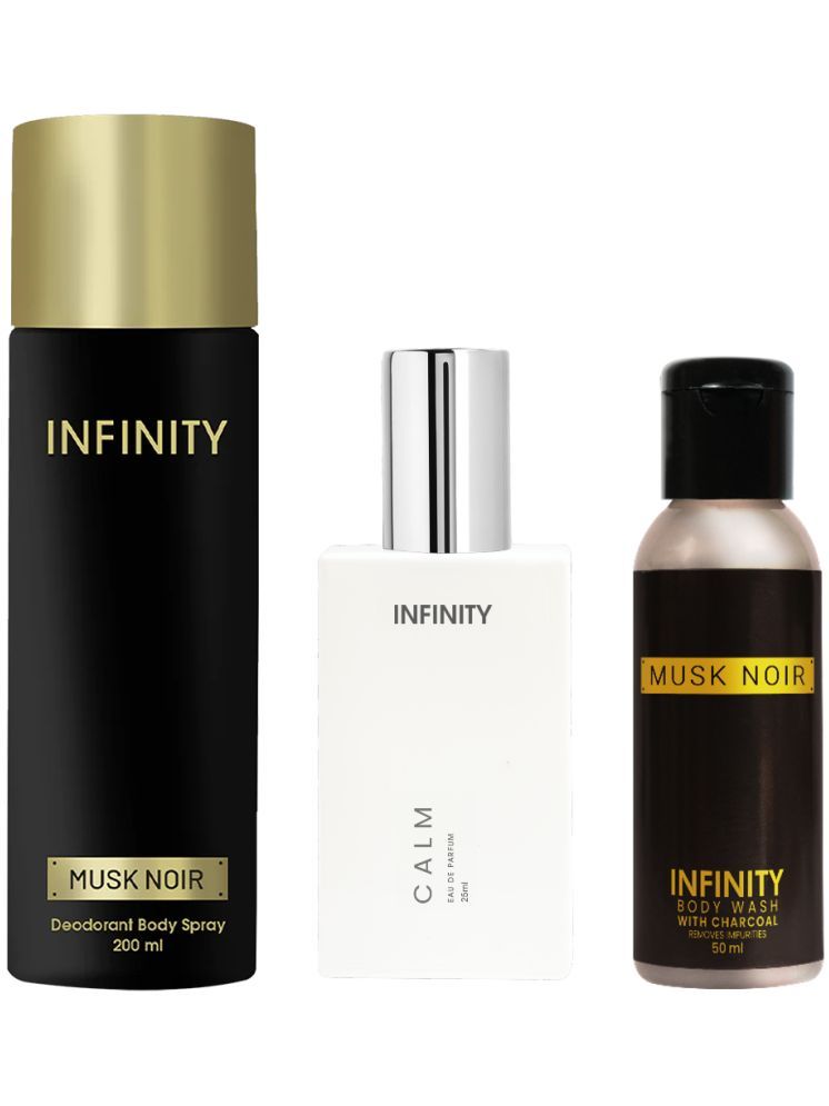     			Infinity Musk Noir 200ml Deodorant, Calm 25ml EDP Perfume, Musk Noir 50ml Body Wash Pack of 3