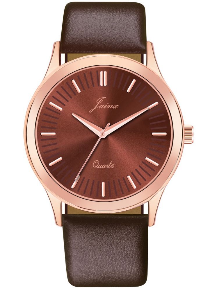     			Jainx Brown Leather Analog Men's Watch