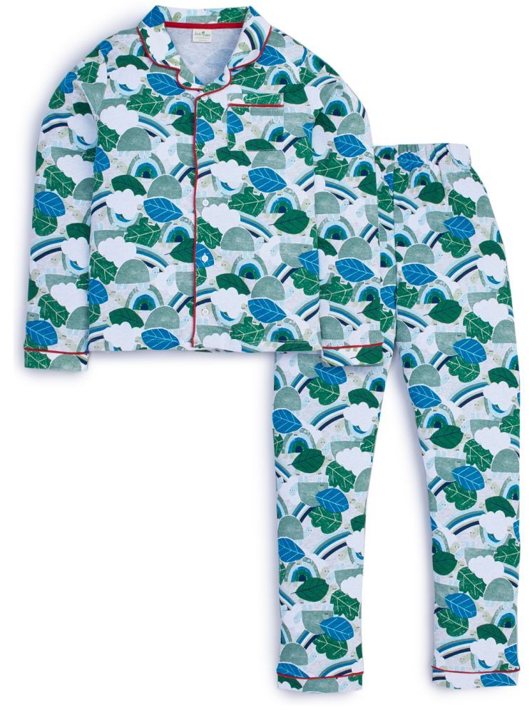     			Juscubs Boys 100% Cotton Nightsuit Set ( Green )