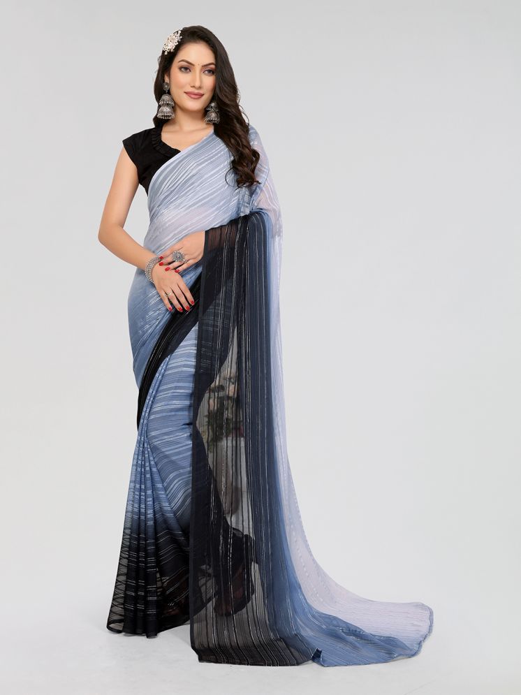     			Kashvi Sarees Satin Colorblock Saree With Blouse Piece - Grey ( Pack of 1 )