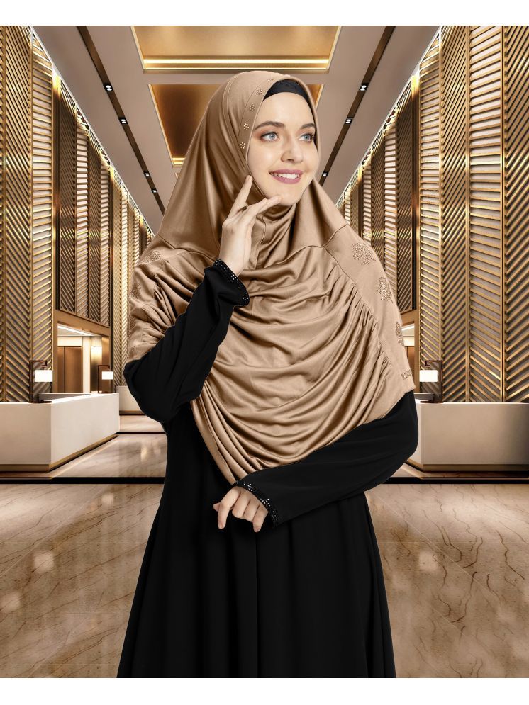     			Mehar Beige Polycotton Stitched Hijab - Single